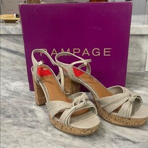 Rampage Beige Platform Sandals with Cork Heel
